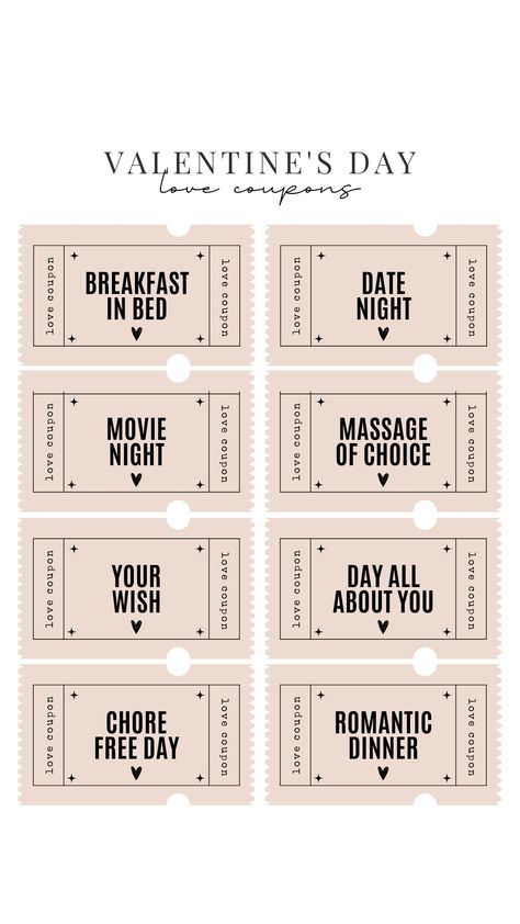 Handmade Vouchers For Boyfriend, Diy Tickets Ideas, Coupons For Best Friend Gift Ideas, Date Night Coupons Diy, Ticket Ideas For Boyfriend, Love Tickets For Boyfriend, Home Made Coupons, Diy Tickets For Boyfriend, Love Cupones For Boyfriend