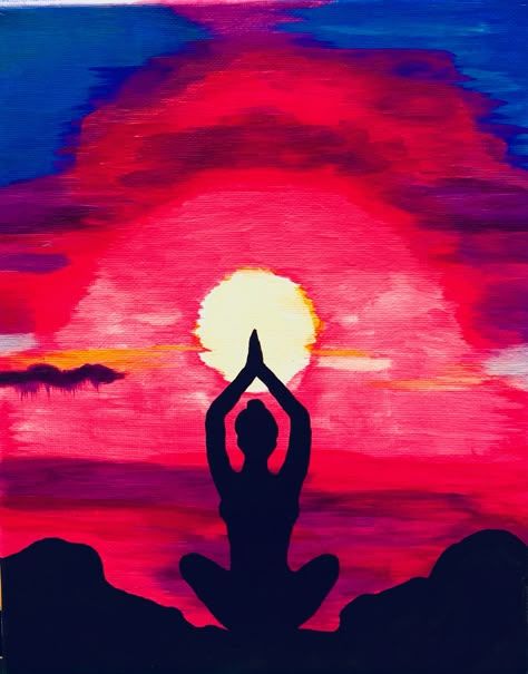 My yoga girl Meditation Watercolor Art, Yoga Painting Ideas Easy, Yoga Painting Ideas On Canvas, Healing Paintings Easy, Meditation Painting Ideas, Yoga Drawing Art, Yoga Painting Ideas, Meditating Painting, Spiritual Paintings Easy