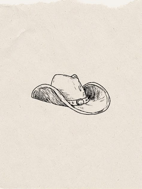 Vintage Cowboy Hat Wall Art.  Digital Print, Receive File Immediately Upon Purchase.  Trendy Wall Art.  Cowgirl Chic. Cowboy Hat Aesthetic Drawing, Cowboy Hat With Feather Tattoo, Stetson Tattoo, Cowboy Hat Sketch, Aesthetic Cowboy Hat, Cowboy Hat Illustration, Cowboy Hat Art, Neutral Drawing, Cowboy Hat Wall