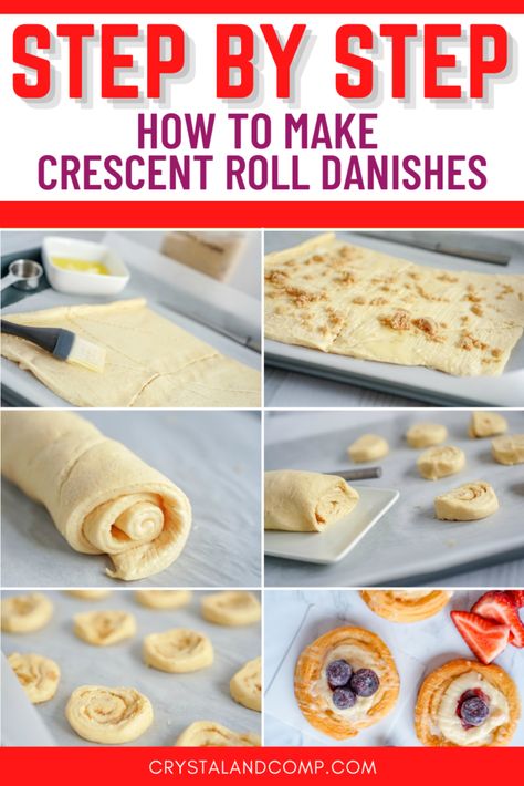 Danishes Recipe, Crescent Roll Cream Cheese, Crescent Desserts, Cream Cheese Danishes, Crescent Rolls Recipes, Using Crescent Rolls, Pillsbury Crescent Roll Recipes, Crescent Roll Recipes Dessert, Recipes Using Crescent Rolls