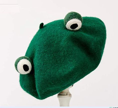 Frog Beret, Cute Froggy, Kawaii Hat, French Hat, Hat Beret, Frog Design, Funny Frogs, Green Hat, Bonnet Hat