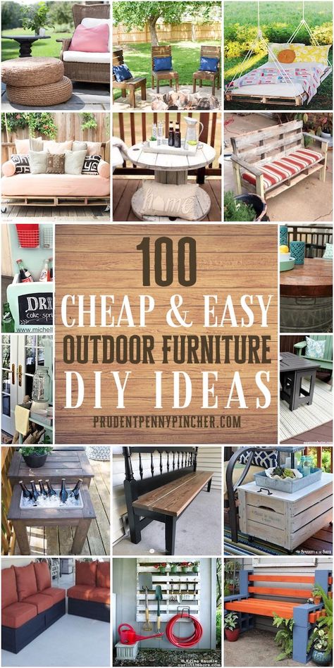 Give your outdoor living space a makeover on a budget with these cheap and easy Outdoor DIY furniture ideas. From tables to chairs, there are plenty of outdoor patio and backyard ideas to choose from that will create comfortable and relaxing hangout for summer fun. Easy Outdoor Diy, Outdoor Diy Furniture, Furniture Diy Ideas, Diy Wood Pallet Projects, Pallet Projects Easy, Diy Wood Pallet, Outdoor Furniture Diy Easy, Cheap Patio, Outdoor Furniture Diy