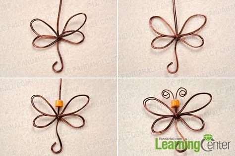 Finish the wire wrapped dragonfly tutorial Wire Wrapped Dragonfly, Animal Jewelry Design, Dragonfly Symbolism, Jewelry Making Tutorial, Copper Wire Art, Wire Wrapping Tutorial, Wire Wrapping Diy, Dragonfly Jewelry, Christmas Crafts To Make