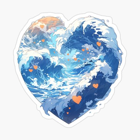 Waves Sticker, Heart Full Of Love, Funny Laptop Stickers, Paper Background Design, Background Powerpoint, Heart Sketch, Summer Waves, Computer Icon, Art Deco Posters