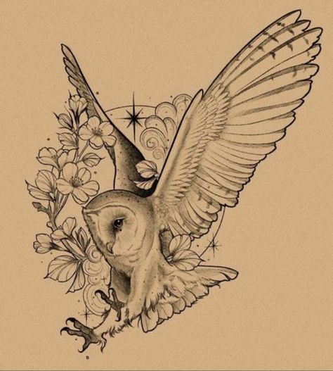 Barn Owl Tattoo Design, Owl Flying Tattoo, Small Owl Tattoos For Women, Owl Sleeve Tattoo, Snow Owl Tattoo, Serious Tattoos, Snowy Owl Tattoo, Hedwig Tattoo, White Owl Tattoo