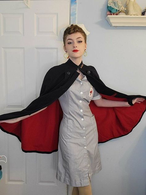 Baddie Aesthetic Outfits, Y2k Baddie Aesthetic, Nurse Cape, Nurse Dress Uniform, Vintage Dress Blue, Y2k Baddie, Vintage Nurse, Baddie Aesthetic, Vintage Dresses 50s