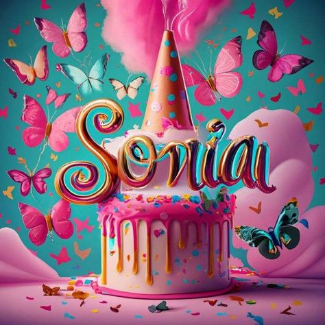 Happy Birthday Sonia, Background 3d, Birthday Background, Butterflies, Happy Birthday, Birthday, Quotes, Pink, Quick Saves