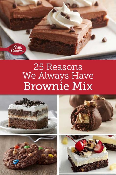 Creative Brownie Recipes, Brownie Mix Desserts, Betty Crocker Brownie Mix, Boxed Brownie Recipes, Brownie Mix Recipes, Fabric Art Diy, Brownie Desserts Recipes, Chocolate Brownie Cookies, Cookie Brownie Recipe