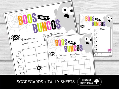 Halloween Bunco Score Sheets, Spooky Bunco Game, Halloween Party Bunco Scorecards | 4 games, 6 games Tally Sheets, October Ghost Bunco Party by BeforeThePartyCo on Etsy Halloween Bunco Score Sheets, Bunco Rules, Halloween Bunco, Taboo Words, Bunco Score Sheets, Party Games Group, Bunco Themes, Bunco Night, Ghost Theme