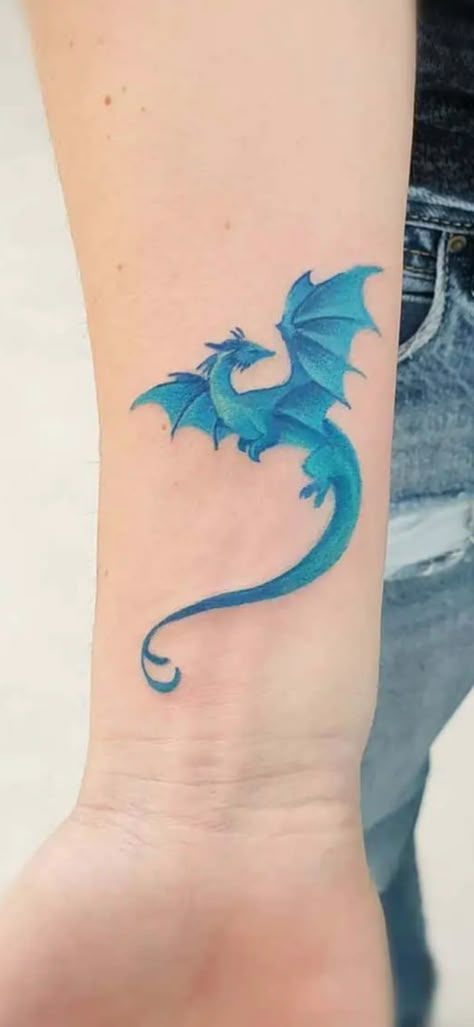 Dragon Tattoo Simple, Watercolor Dragon Tattoo, Baby Dragon Tattoos, Cute Dragon Tattoo, Blue Dragon Tattoo, Tattoos About Mom, Tattoo Planning, Dragon Tattoo Meaning, Celtic Dragon Tattoos