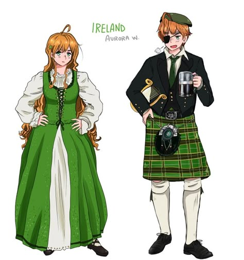 Aph Ireland, Ireland Countryhumans, Couples Fanart, Human Countries, History Infographic, Country Guys, Change Name, Cultural Clothing, Hetalia Anime