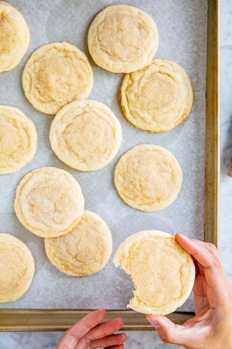 photo of michelle from hummingbird high holding a chewy sugar cookie with a bite taken out of it Drop Sugar Cookie Recipe, Chewy Sugar Cookie Recipe, Drop Sugar Cookies, Buttery Sugar Cookies, Chewy Sugar Cookies, Sugar Cookie Recipe, Cutout Sugar Cookies, Sugar Cookie Dough, Baking Blog