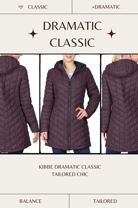 Outdoor Ventures Women's Maryan Hooded Ultra Lightweight Warm Thermolite Long Puffer Coat perfect for a kibbe dramatic classic outfit! tailored chic. refined. elegant. geometric. angular. sharp edges. straight lines. balanced. symmetrical. sleek. sculpted. trim and taut. Dramatic Classic Body Type, Classic Body Type, Dramatic Classic Kibbe, Tailored Chic, Kibbe Dramatic Classic, Classic Kibbe, Winter Bright, Kibbe Dramatic, True Winter