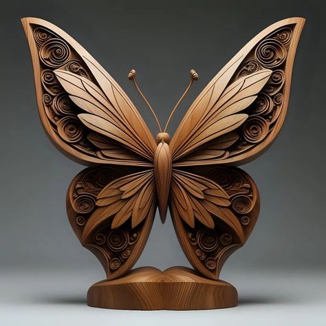 Wood carvings 🦋 Butterfly | @aisagacrafters #aiart #feathers #butterflyart #aimagic #aidreams #butterfly #woodcarving #butterflycarving #magicalai #marchsaga24 Wood Carvings Ideas, Mexican Wood Carvings, Butterfly Wood Carving, Wooden Carving Design Wall Art, Wood Sculpture Ideas, Butterfly Carving, Unique Wood Carving, Unusual Wall Art, 3d Tiskárna