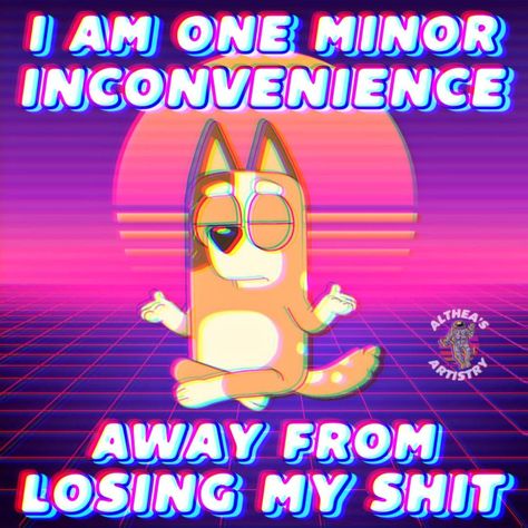 I am one minor inconvenience away from losing my shit bluey Minor Inconvenience, Everything About Me, Just Like Me Fr, In Other Words, Anaconda, Life Images, Fun Fact, Literally Me, Losing Me