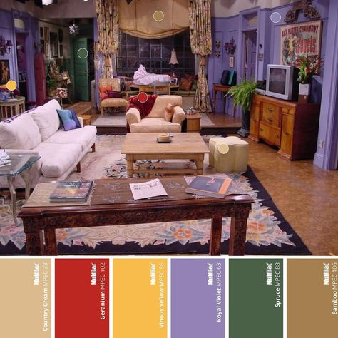 Monica's Living Room Friends, Friends Monica’s Apartment, Friends Apartment Inspiration, Monicas Apartment Aesthetic, Friends Interior Design, Monica’s Apartment, Monica Geller Apartment, Friends Apartment Decor, Friends Living Room