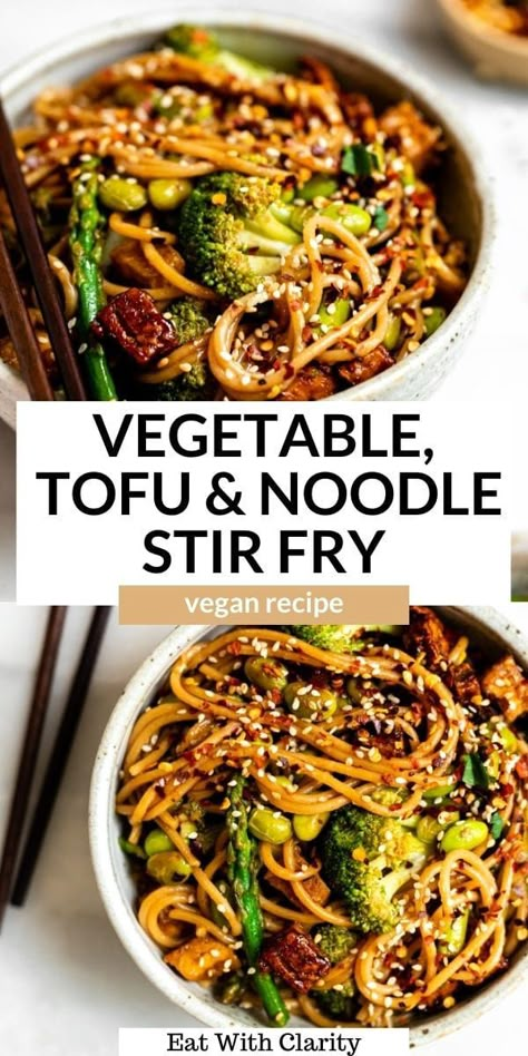 Vegetable Noodle, Pan Fried Tofu, Noodle Stir Fry, Smoothies Vegan, Healthy Dinner Recipes For Family, Cooked Rice, Tasty Vegetarian Recipes, Fried Tofu, Vegetarian Dinners