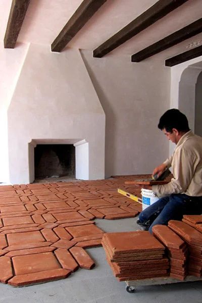 Creating Spanish Style Homes® › Store and More 👍 Spanish Style Homes Flooring, Saltillo Tile Home Decor, Spanish Style Tile Bathroom, Spanish Style Home Fireplace, Classic Spanish Home, Hacienda Ranch Style Homes, Spanish Tile Flooring, Modern Pueblo Style Homes, Old World Spanish Style Home