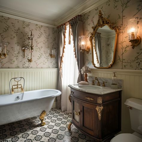 Victorian-style House💖💖 Victorian Homes Aesthetic Interior, 1800 Victorian Home, American Victorian House Interior, Victorian Homes Bathroom, Victorian Inspired Decor, Victorian Style Apartment, Victorian Inspired Bathroom, Victorian Homes Interior Vintage, Victorian Era Homes Interiors