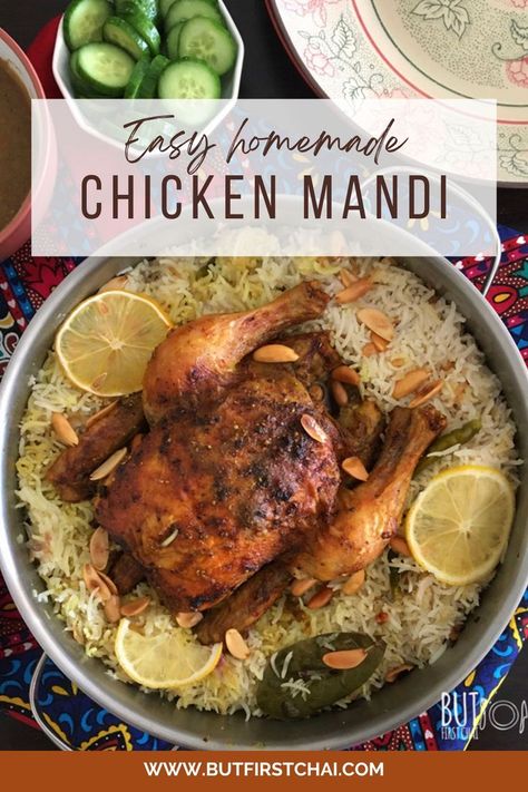 Chicken mandi is a delicious Yemeni dish that is popular for its unique blend of spices called Hawaij and tender chicken. In this recipe, I am sharing how to make chicken mandi rice using oven with homemade hawaij spice mix. Mandi Recipe, Mandi Chicken Recipe, Chicken Mandi, Chicken Mandi Recipe, Arabic Mandi Recipe, Chicken Mandi Photography, Chicken Yakhni Soup, Mandi Rice, Yakhni Pulao Chicken