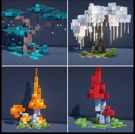 Minecraft Minecraft Leaves Decoration, Coral Minecraft Builds, Glass Fog Minecraft, Minecraft Floating Lantern Designs, Minecraft Spruce Biome House Ideas, Minecraft Penguin Statue, Minecraft Hanging Decorations, Big Minecraft Building Ideas, Mc Fairy Builds