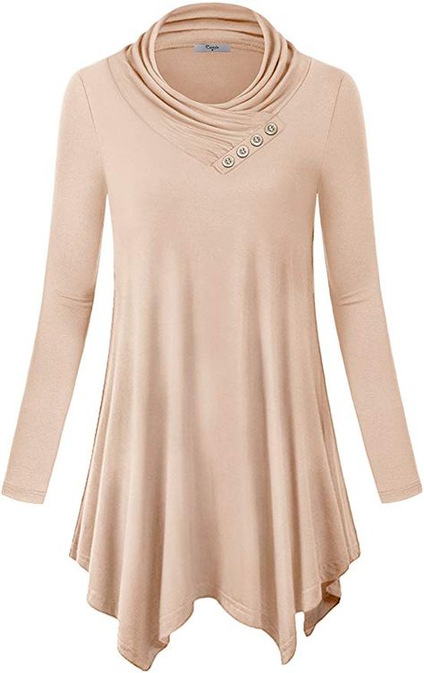 Casual Women Sweaters, Sixty And Me, Flowy Tunic Tops, Top With Buttons, Flowy Tunic, Tunic Shirt Dress, Christmas Outfits Women, Tunic Tops Casual, Draped Top