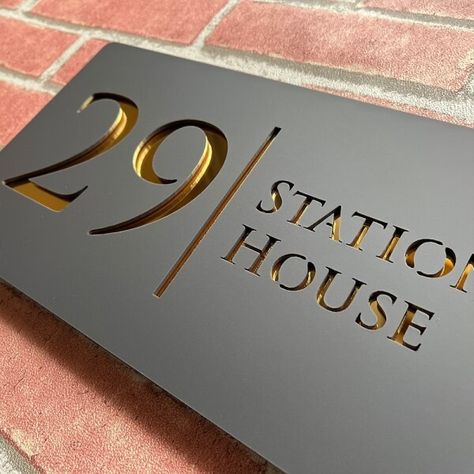 Just found this amazing item on AliExpress. Check it out! $17.08 40％ Off | Personalised Laser Cut 28cm Acrylic Modern 3D Floating House Number sign Outdoor Street Family Name Plates Matte Black Grey Metal House Signs Outdoor Name, House Number Plates Design, Name Board Design For House, Name Plate Design House Modern, House Name Plate Design Outdoor, House Name Board, House Numbers Ideas Outdoor, House Name Plate Design, Name Plate For Home Modern