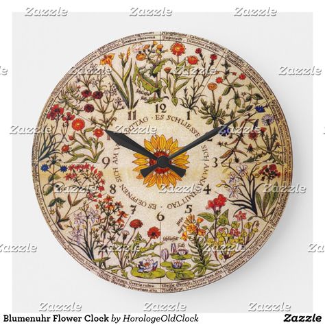 Blumenuhr Flower Clock Family Moodboard, Nature Clock, Ring Clock, Cottagecore Kitchen, Bedside Clock, Flower Clock, Cute Clock, Tapestry Ideas, 3 Sisters