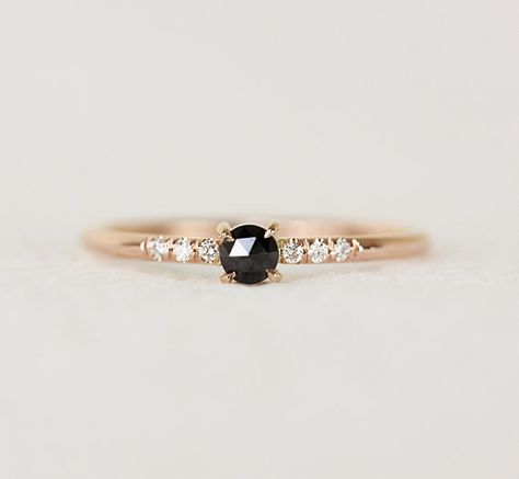 Delicate Engagement Rings, Delicate Engagement Ring, Rings Ideas, Diamond Stacking Rings, Black Diamond Ring Engagement, Jewelry Appraisal, Pretty Rings, Fine Rings, Rose Cut Diamond