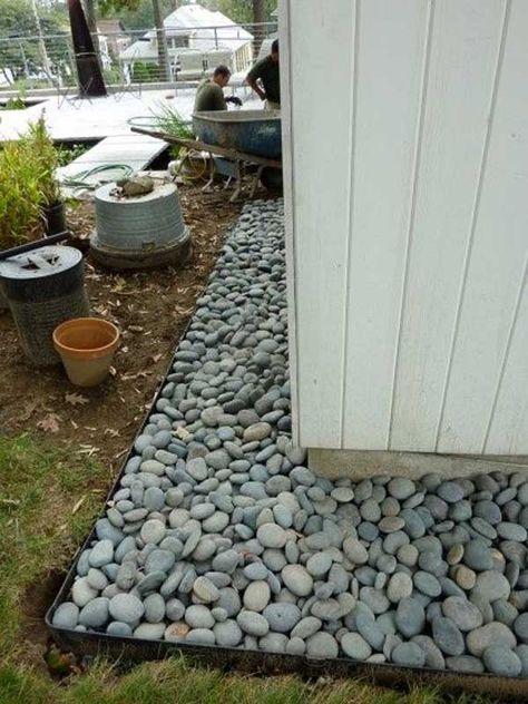 36 Examples on How to Use River Rocks in Your Decor Through DIY Projects homesthetics river rocks diy projects (8) Rock Garden Landscaping, Shed Ideas, Have Inspiration, Outside Ideas, Landscaping With Rocks, Yard And Garden, Shed Plans, Lawn And Garden, Shade Garden