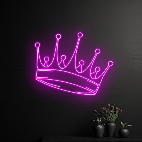 #NeonSignNames #NeonInspiration #NeonSigns #BrightIdeas Name Lights Wall, Neon Crown, Crown Neon Sign, Prince Room, Crown Background, Crown Wall Decor, King Queen Prince Princess, Queen Logo, Queen Crowns