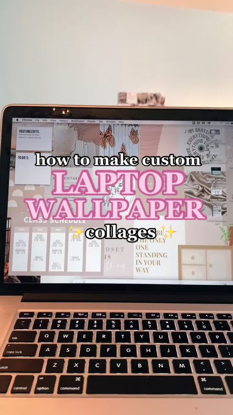 liv(@livaosborne) on TikTok: how to make laptop collage wallpaper 🦋 #collagewallpaper #laptopwallpaper #collage #laptophacks #canvahacks #aesthetic #visionboard #visionboards How To Create Aesthetic Wallpaper, Apps To Make Collage Wallpaper, How To Make My Computer Aesthetic, How To Change Wallpaper In Laptop, How To Put A Wallpaper On Laptop, Modern Laptop Wallpaper, How To Make Wallpaper Collage, Things To Do On Your Chromebook, Digital Art On Laptop