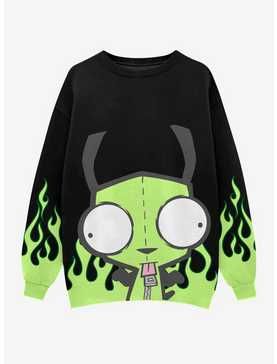 Scene Kid Outfits, Green Flames, Invader Zim Gir, Alien Clothes, Zim Gir, Hot Topic Clothes, Bday Wish List, Girls Sweatshirt, Black White Outfit