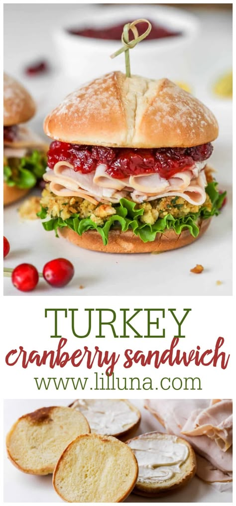 This tasty Turkey Cranberry Sandwich is a great way to use Thanksgiving leftovers! Make it into a meal or appetizer. #turkeysandwich #turkeycranberrysandwich #eckrichmeats #holidayrecipes #thanksgiving Stuffing Sandwich, Turkey Cranberry Sandwich, Cranberry Turkey Sandwich, Holiday Food Thanksgiving, Cranberry Sandwich, Stuffing Cranberry, Christmas Sandwiches, Thanksgiving Sandwich, Turkey Sandwiches Recipes