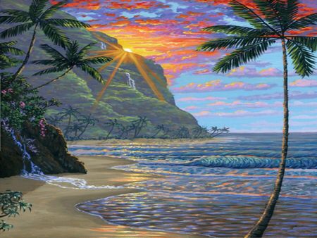 Cute Summer Wallpapers, Canvas For Beginners, Hawaiian Art, Arte Van Gogh, Sunset Painting, Beginner Painting, Art Collage Wall, Summer Wallpaper, Ethereal Art