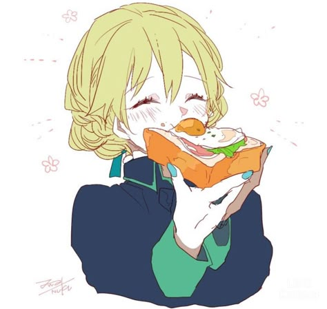 Eating Cupcake Pose Reference, Anime Eating Pose Reference, How To Draw Anime Food, Girl Eating Drawing, Anime Character Eating, Eating Food Drawing, Anime Eating Food, Eating Poses, Anime Eating