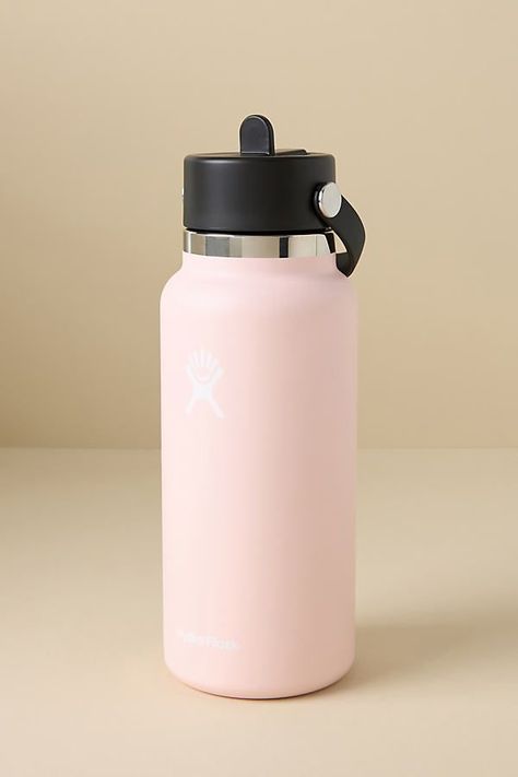 32 oz. Wide Mouth with Flex Straw Cap Hydroflask With Straw Lid, Back To School Water Bottles, Light Pink Hydro Flask, Hydro Flask Pink, Preppy Hydro Flask, Cute Water Bottles For School, Hydro Flask Aesthetic, Water Bottles For School, College Water Bottle