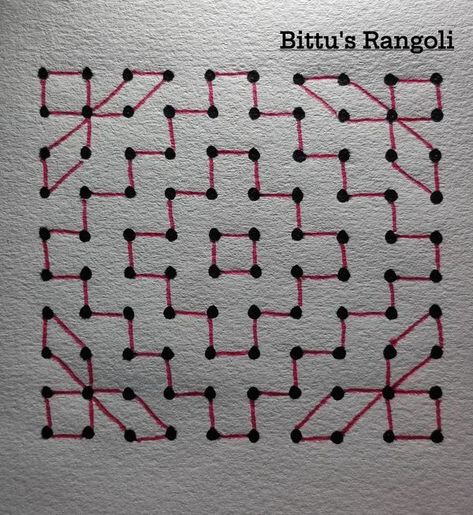 Simple Dot Kolam Designs, Small Dots Rangoli, Dot Rangoli Patterns Simple, Dot Rangoli With Colour, Free Hand Rangoli Designs Simple, Simple Rangoli Designs With Dots, Rangoli Dots, Dots Rangoli Designs, Mandala Rangoli