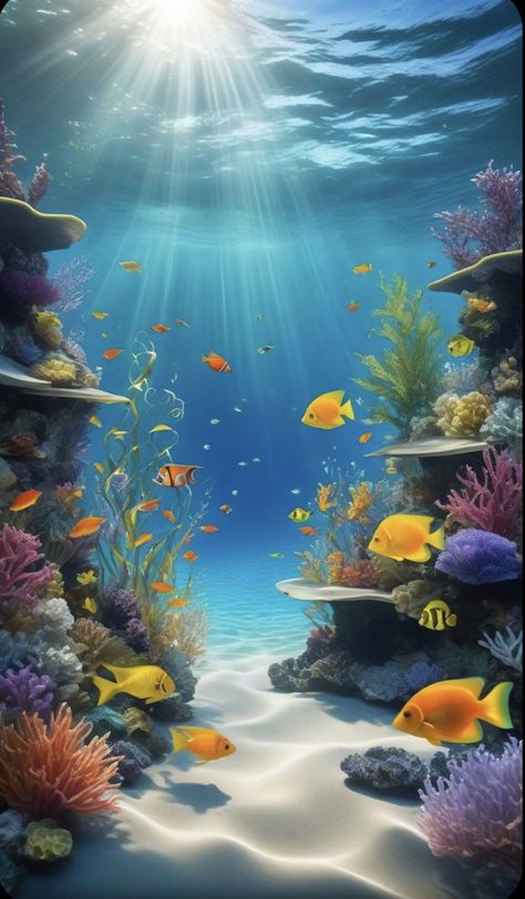 Wallpaper Backgrounds Nature, Art Aesthetic Pictures, Ocean Creatures Art, Mermaid Background, Underwater Wallpaper, Pretty Scenery, Sea Creatures Art, Wallpaper Aesthetics, Underwater Pictures