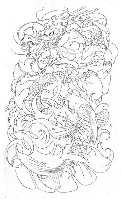 Flash Art Tattoos, Koi Dragon Tattoo, Koi Tattoo Sleeve, Koi Dragon, Koi Tattoo Design, Dragon Sleeve, Dragon Tattoo Art, Kunst Tattoos, Dragon Sleeve Tattoos