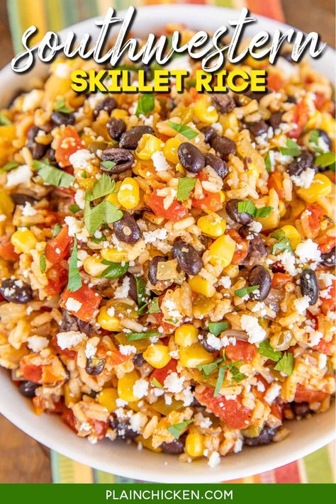 Mexican Rice Pilaf Recipe, Mexican Rice With Corn And Black Beans, Mexican Rice With Veggies, Black Beans Corn Rice Burrito Bowls, Southwest Rice Casserole, Beans And Rice Main Dish, Mexican Corn And Rice, Rice And Tomatoes Recipe, Sauteed Rice Recipes