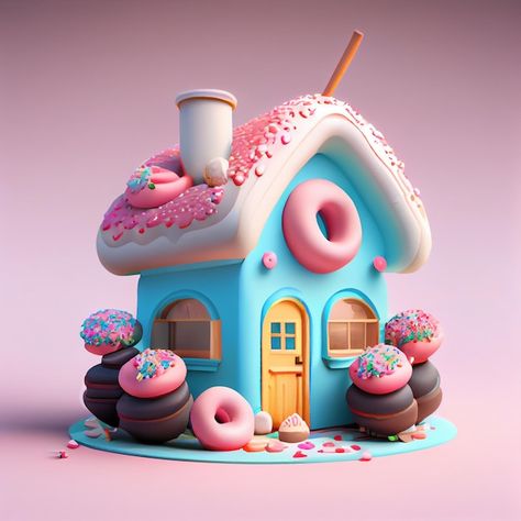 Photo house made of donuts kawaii chocol... | Premium Photo #Freepik #photo #sweet-background #candy-house #candy-background #bonbon Background Candy, Kawaii Chocolate, Sweets Art, Candy World, Candy Background, Chocolate House, House Cartoon, Candy House, Fruit Wallpaper