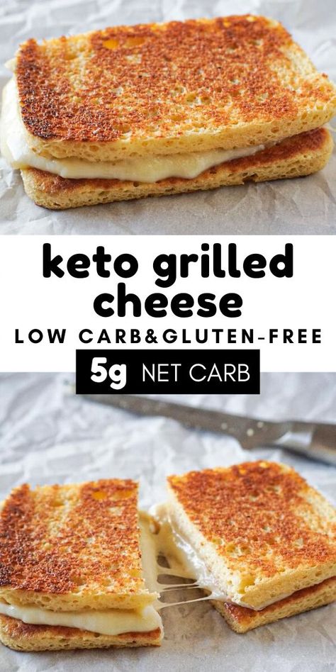 Fast and easy-to-make keto grilled cheese sandwich for those who miss bread on a low carb or keto diet! Serve it for your low-carb breakfast, brunch, or lunch on its own, or with a soup or salad of your choice. Keto Panini Recipes, 0 Carb Meals, Carbless Snacks, Carbless Breakfast, 90 Sec Keto Bread, Ww Bread, Dieting Food, Metabolic Confusion, Keto Grilled Cheese