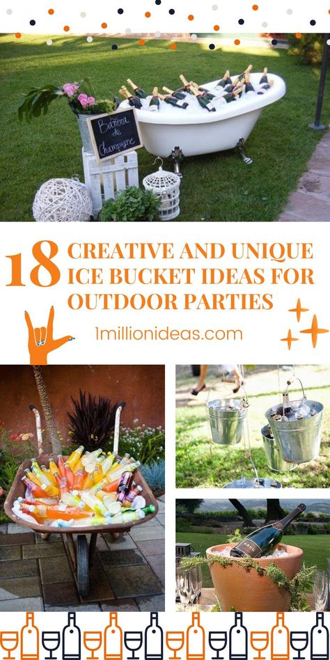 Ice buckets are a must-have item for every party, especially in hot weather. If you are finding a proper ice bucket, the 18 Creative And Unique Ice Bucket Ideas For Outdoor Parties promise to spruce up the party decor and make it more special. Check them out with us to get your inspiration. Large Ice Bucket For Party, Ice Bucket Decoration Ideas, Beer Ice Bucket Ideas, Creative Ice Bucket Ideas, Wedding Ice Bucket Ideas, Drink Buckets For Wedding, Ice Bucket Ideas Diy Outdoor Parties, Ice Holder For Party, Ice Bucket For Party