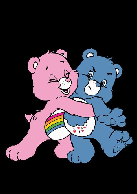 Angry Care Bear, Grumpy Bear And Cheer Bear, Carebear Paintings, Pink And Blue Care Bear, Care Bear Drawings Easy, Care Bears Drawing, Care Bears Painting, Care Bear Drawings, Care Bear Painting