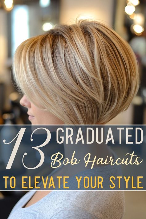 Whether you’re ready to chop off your long hair for a fresh, short look or simply want to update your existing cropped style, a graduated bob is the perfect solution. High Graduation Haircut, Beveled Bob Haircut, Graduated Bob Haircuts Short, Chopped Bob Haircut, Reverse Bob Haircut, Short Graduated Bob, Selfie Poses At Home, Graduated Haircut, Bob Haircut Back View