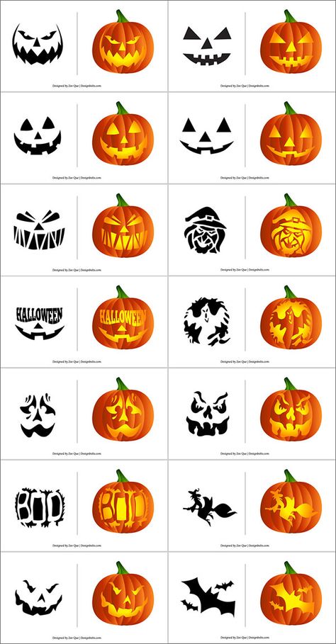 Free Printable Pumpkin Carving Stencils, Scary Pumpkin Carving Patterns, Printable Pumpkin Carving Stencils, Trin For Trin Tegning, Stencils Patterns, Halloween Pumpkin Stencils, Cute Pumpkin Carving, Halloween Pumpkin Carving, Scary Halloween Pumpkins