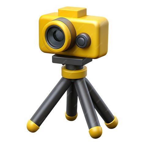 Premium Photo | Tripod camera yellow and black icon 3D Stylized 3d, 3d Camera, 3d Png, 3d Blender, Doodle Icon, Black Icon, 3d Images, 3d Icons, Instagram Frame