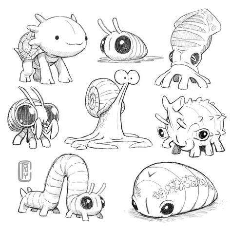 Cartoon Ship Drawing, Cartoon Art Styles Animals, Cartoon Animal Sketches, Bugs Reference, Character Design Animals, Insect Sketch, Animal Character Illustration, Monster Doodles, Cartoon Creatures