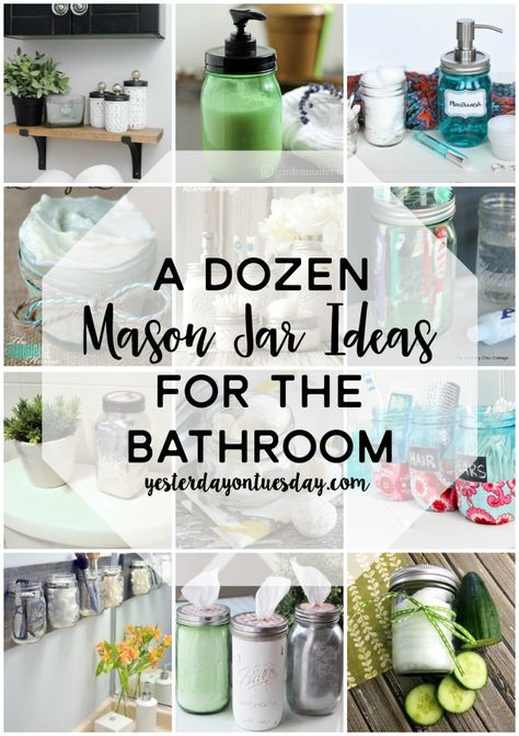 A Dozen Mason Jar Ideas for the Bathroom: Smart and budget friendly organizing ideas for the bathroom using mason jars. Bathroom Jars Ideas, Bathroom Window Sill Ideas, Mason Jar Bathroom Storage, Soap Dispenser Diy, Mason Jar Bathroom Decor, Diy Mason Jar Crafts, Diy Organization Ideas, Mason Jar Christmas Gifts, Bathroom Jars